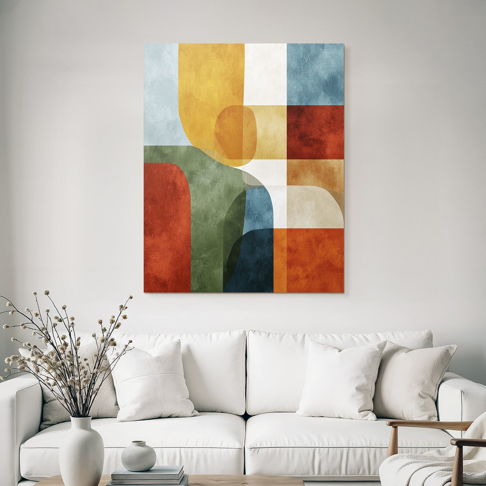 Mid Modern Century Abstraktes Design Geometrische Formen Verschiedene Farben