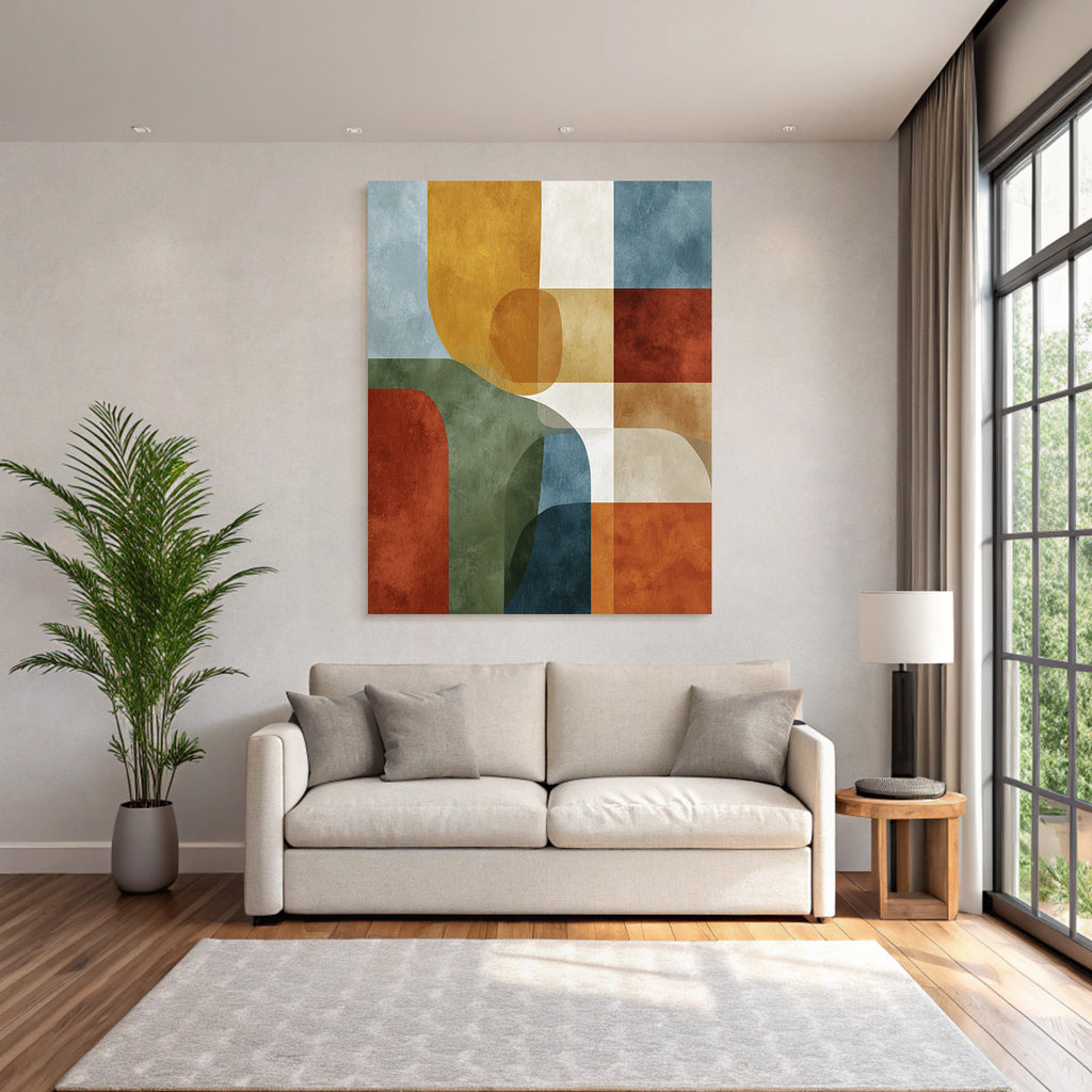 Mid Modern Century Abstraktes Design Geometrische Formen Verschiedene Farben