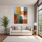 Mid Modern Century Abstraktes Design Geometrische Formen Verschiedene Farben