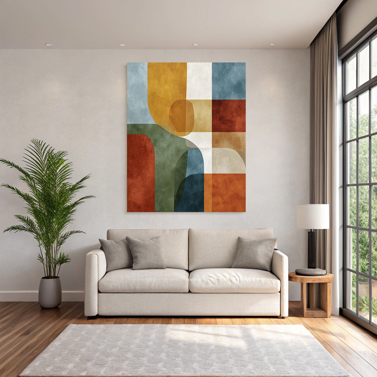 Mid Modern Century Abstraktes Design Geometrische Formen Verschiedene Farben