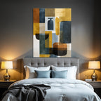 Mid Modern Century Geometrische Formen Farbenmischung Yellow Blue Black Brown