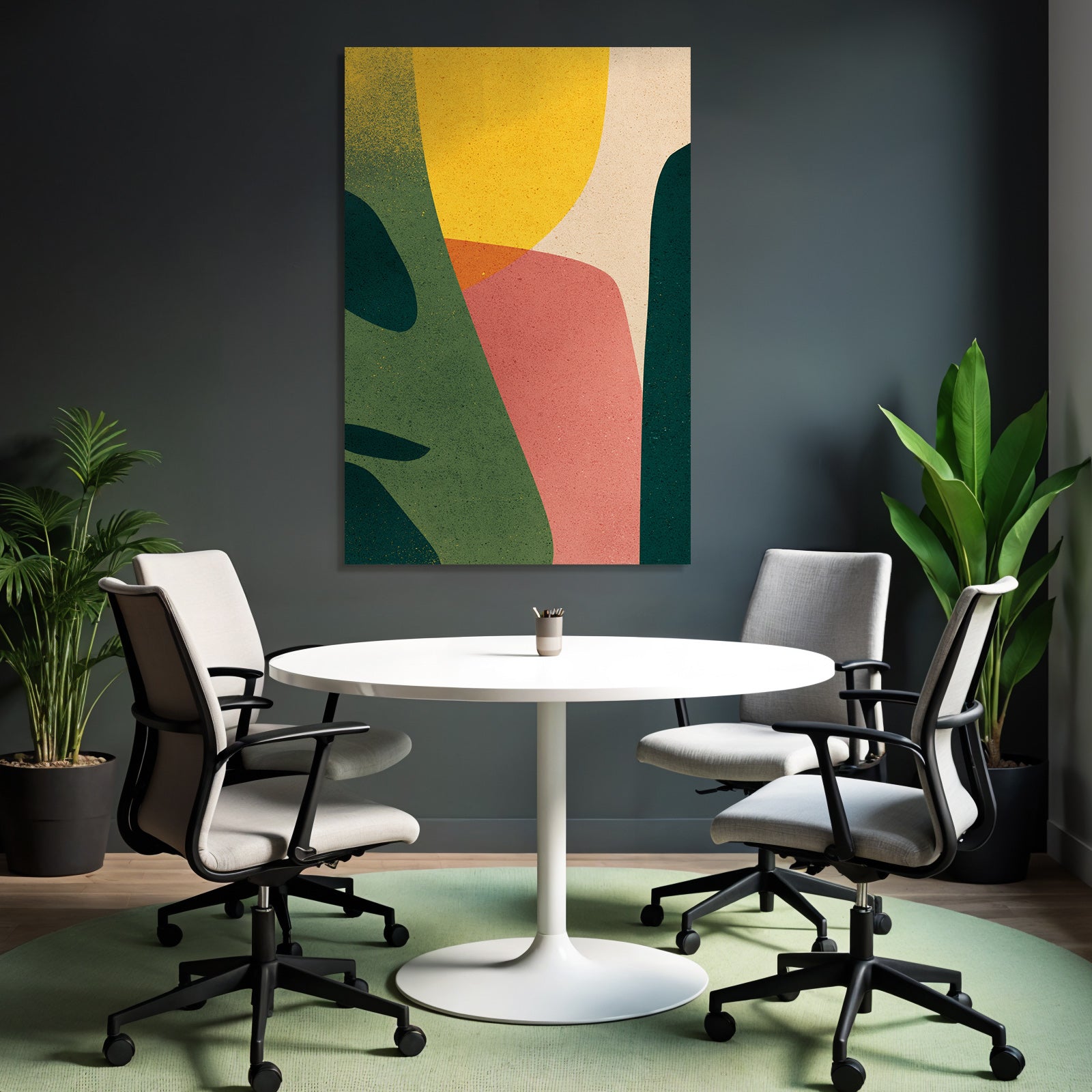 Abstracte Formen Organische Farben Gruen Gelb Pink Beige