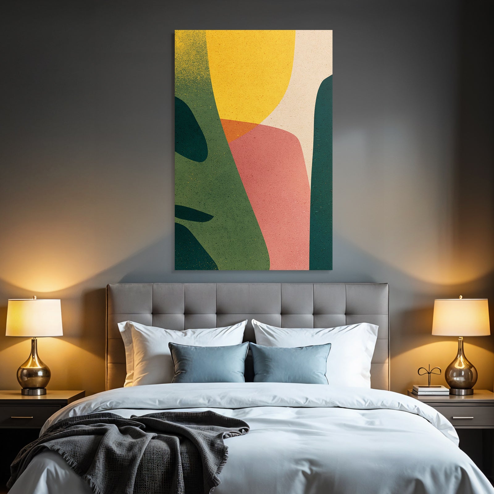 Abstracte Formen Organische Farben Gruen Gelb Pink Beige