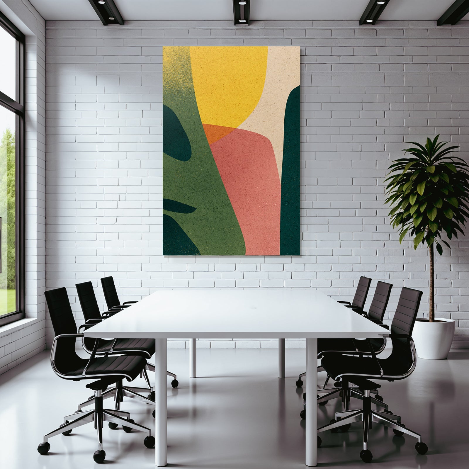 Abstracte Formen Organische Farben Gruen Gelb Pink Beige