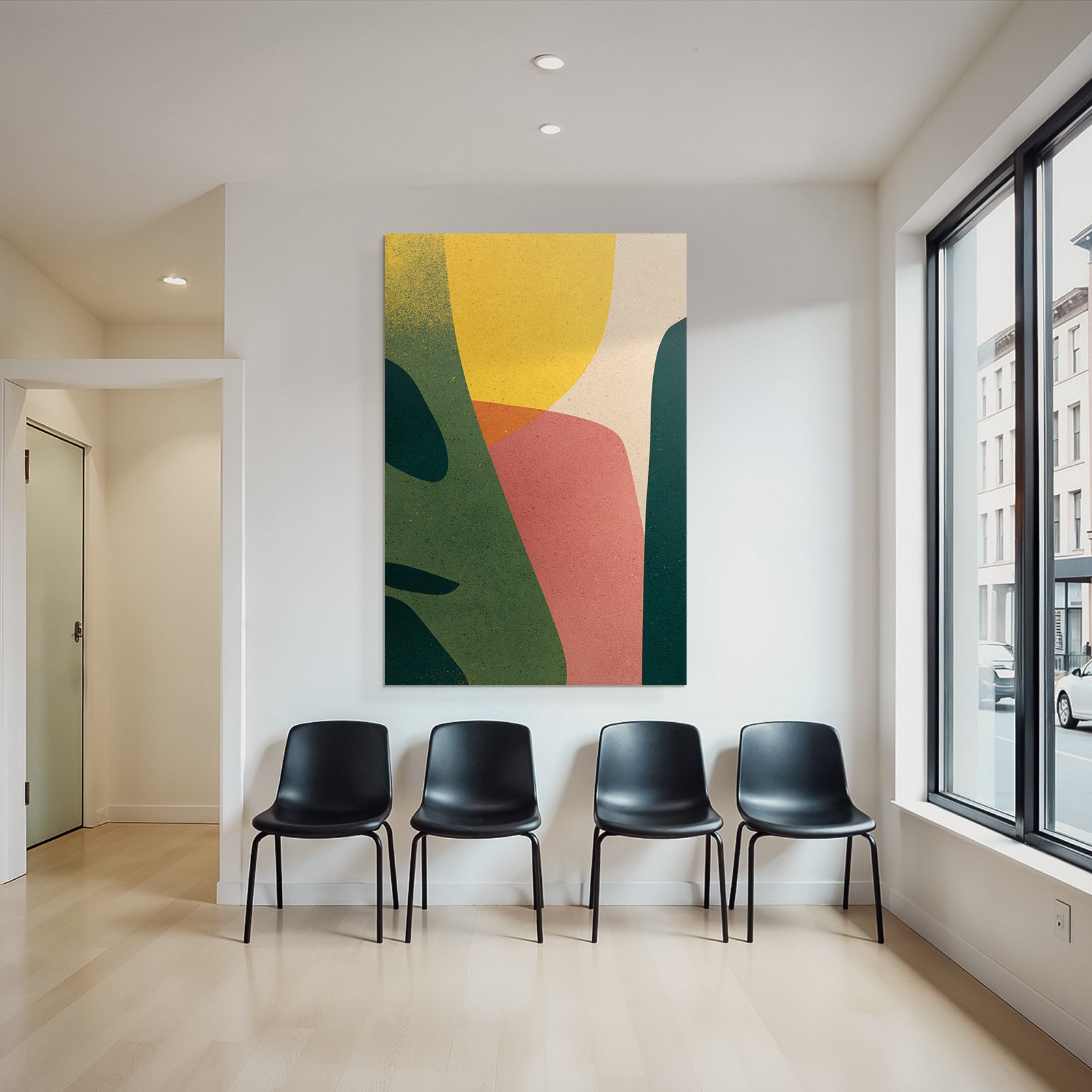 Abstracte Formen Organische Farben Gruen Gelb Pink Beige