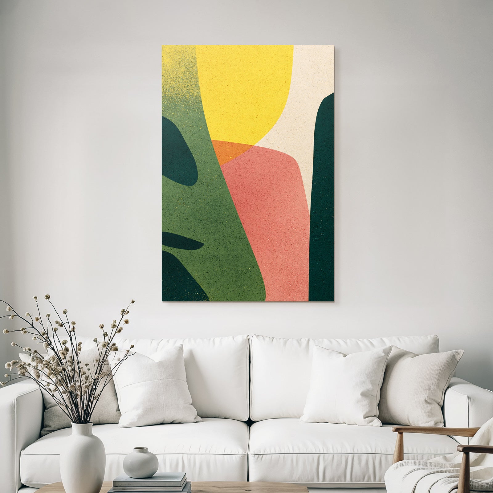 Abstracte Formen Organische Farben Gruen Gelb Pink Beige