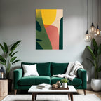Abstracte Formen Organische Farben Gruen Gelb Pink Beige