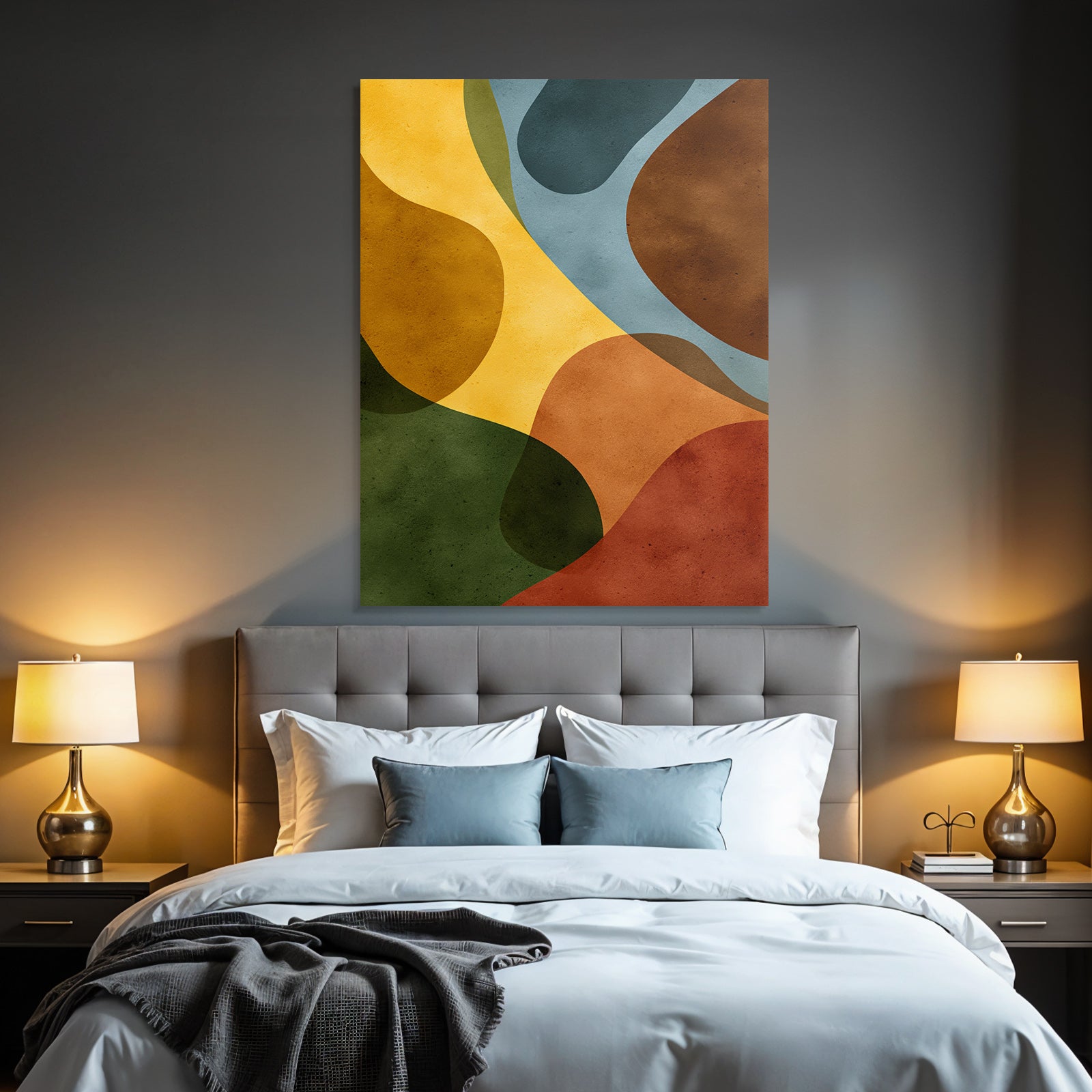 Abstract Design Organic Shapes Yellow Green Brown Blue