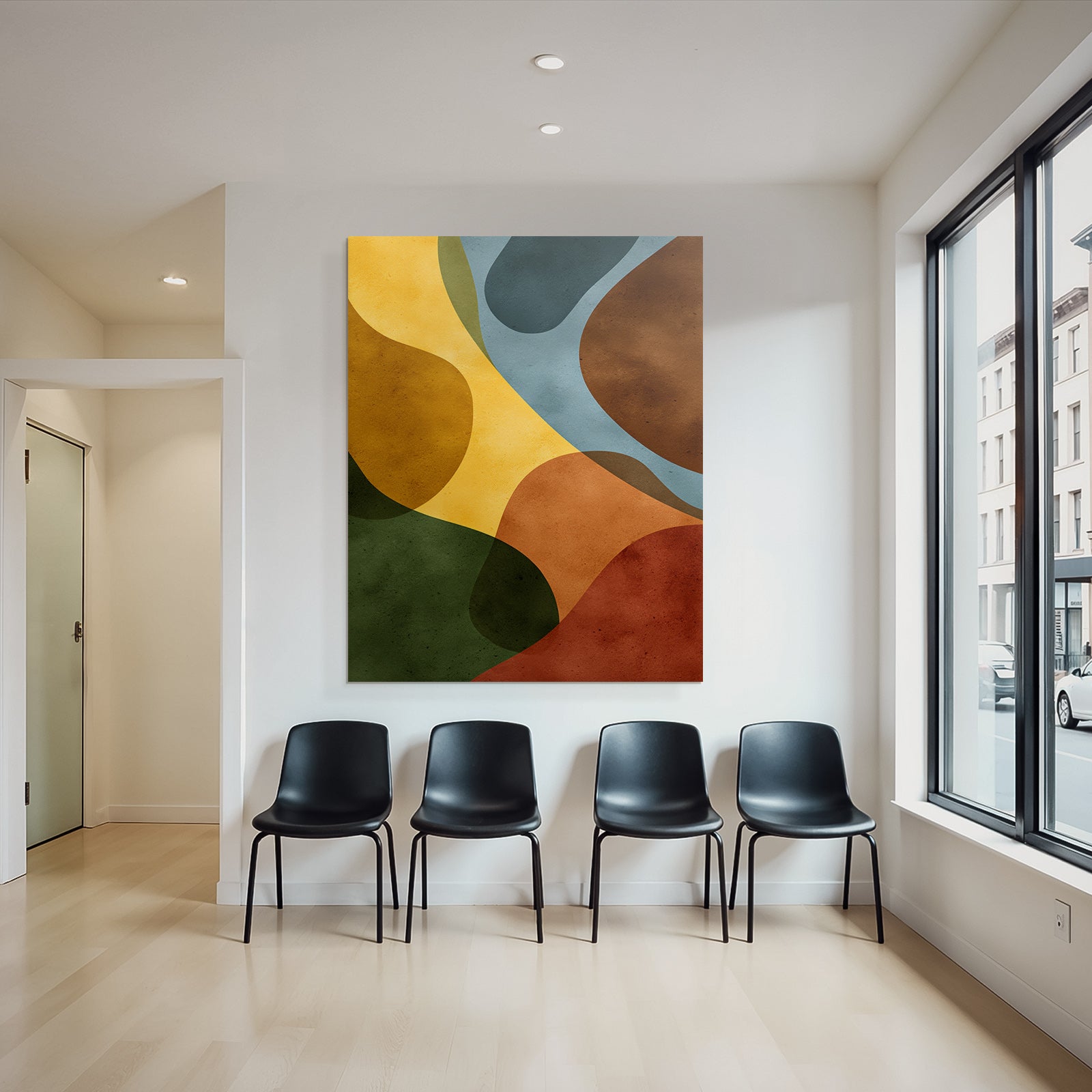 Abstract Design Organic Shapes Yellow Green Brown Blue