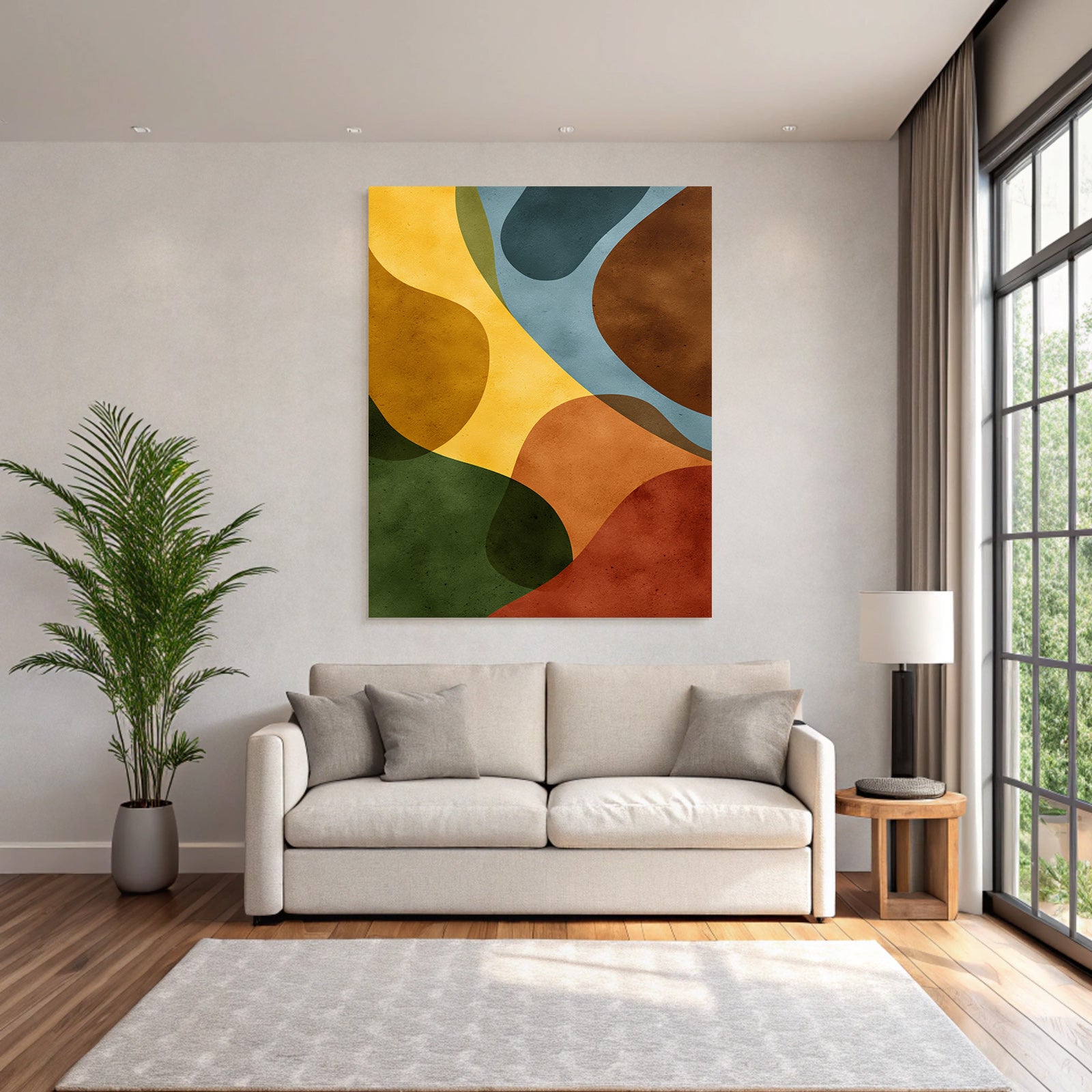 Abstract Design Organic Shapes Yellow Green Brown Blue