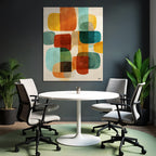 Abstrakte Digitale Kunst Farbige Formen Ueberlappend Orange Teal Braun Beige