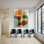 Abstrakte Digitale Kunst Farbige Formen Ueberlappend Orange Teal Braun Beige