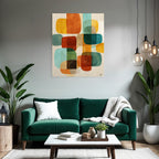 Abstrakte Digitale Kunst Farbige Formen Ueberlappend Orange Teal Braun Beige