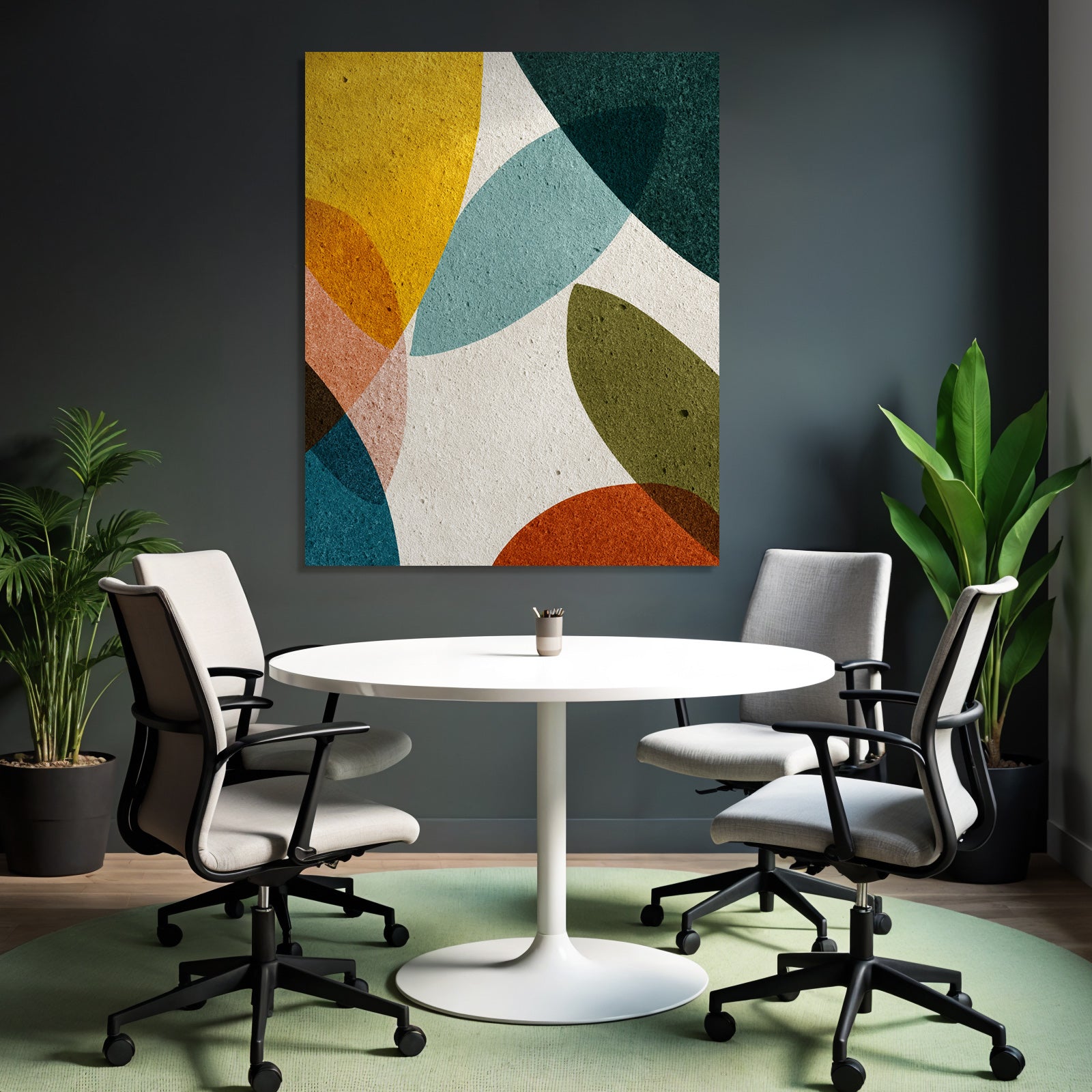 Abstrakte Formen Gelb Gruen Teal Orange Braun Hintergrund