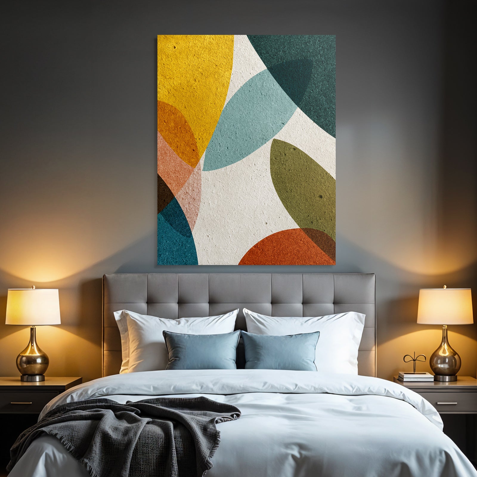 Abstrakte Formen Gelb Gruen Teal Orange Braun Hintergrund