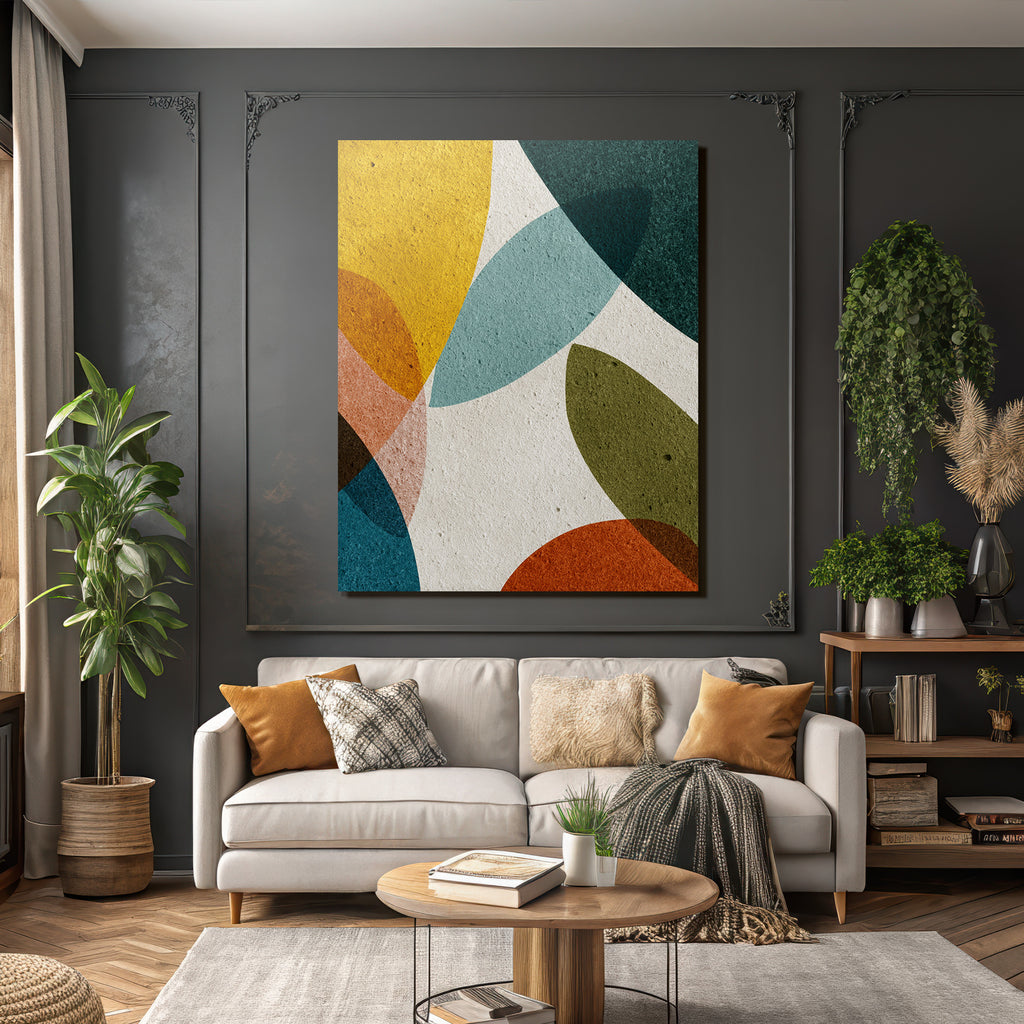 Abstrakte Formen Gelb Gruen Teal Orange Braun Hintergrund