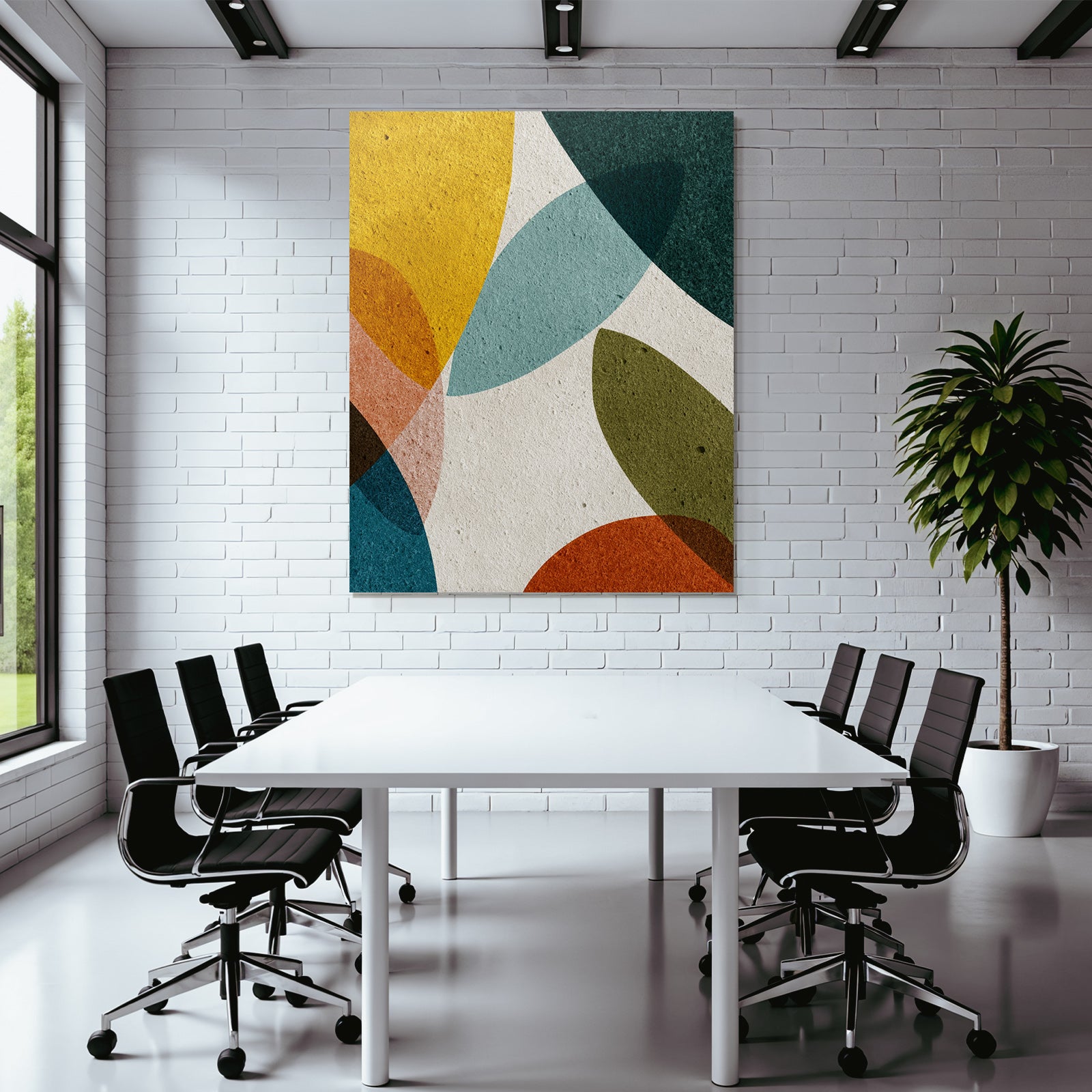 Abstrakte Formen Gelb Gruen Teal Orange Braun Hintergrund