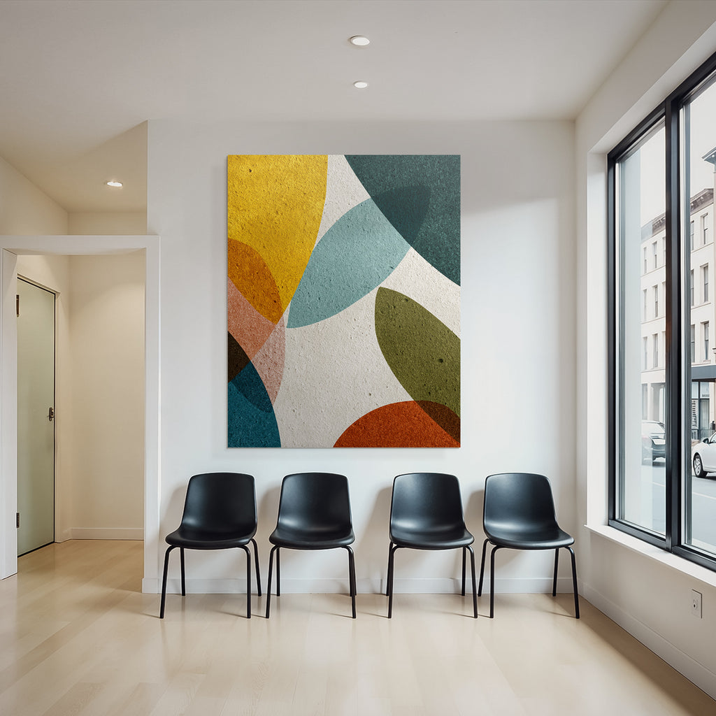 Abstrakte Formen Gelb Gruen Teal Orange Braun Hintergrund