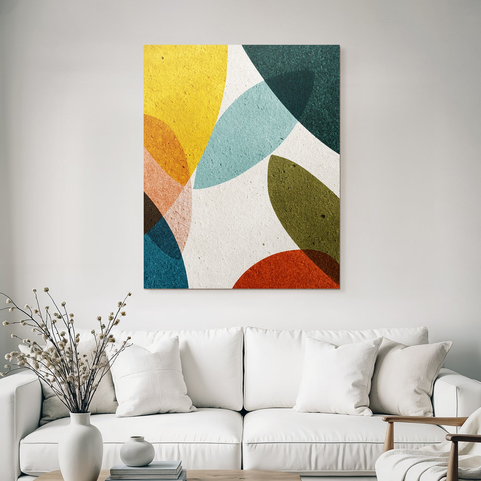 Abstrakte Formen Gelb Gruen Teal Orange Braun Hintergrund