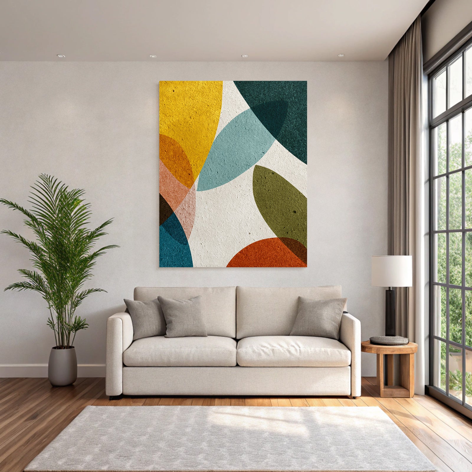Abstrakte Formen Gelb Gruen Teal Orange Braun Hintergrund
