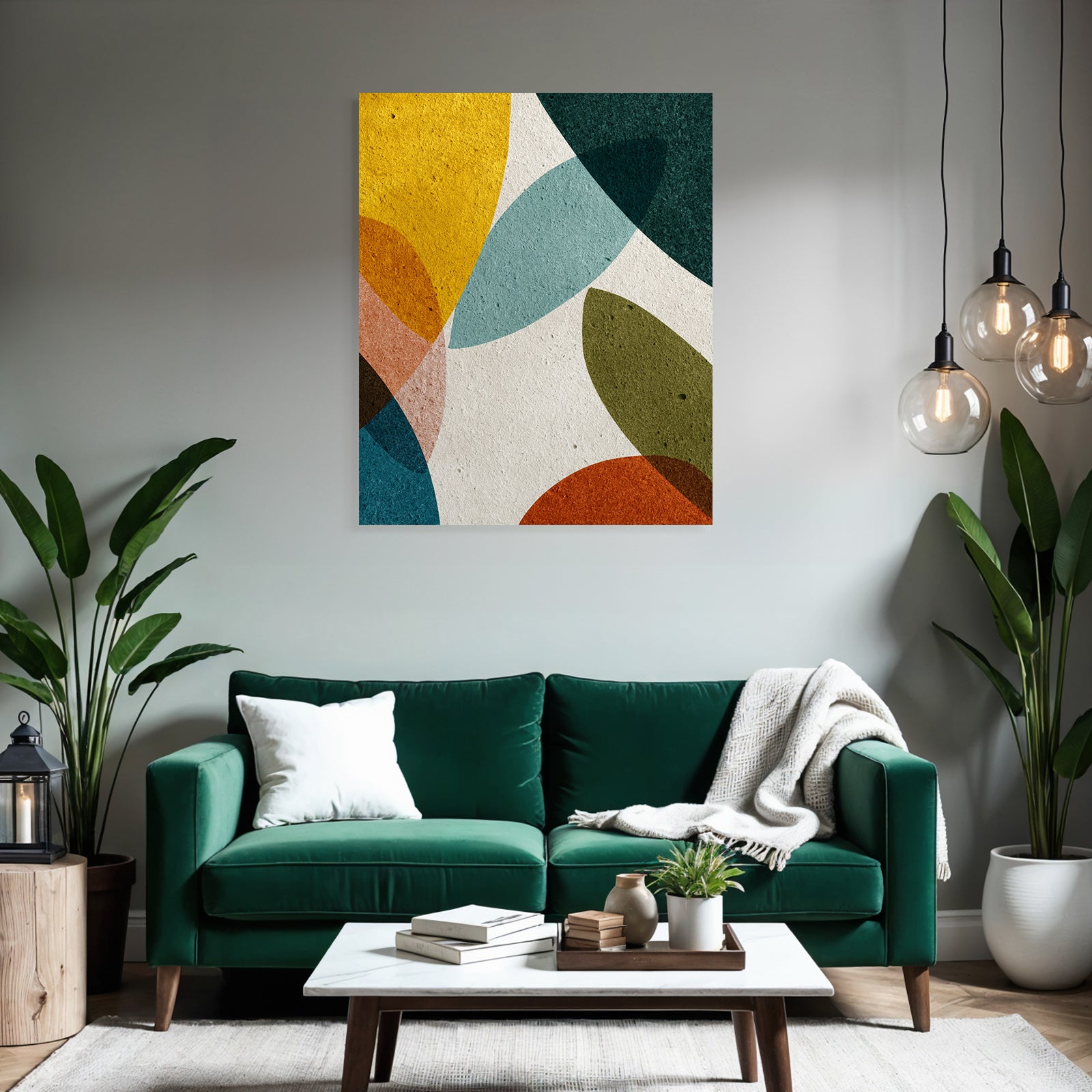 Abstrakte Formen Gelb Gruen Teal Orange Braun Hintergrund