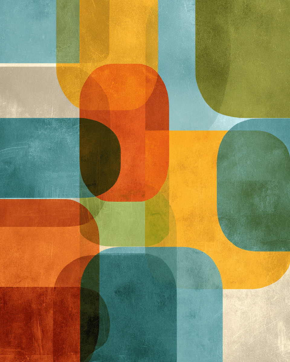 Abstrakte Geometrische Design Verschiedene Formen Farben Aesthetik Kunst | Mid Century Modern | Einrichtungsstile