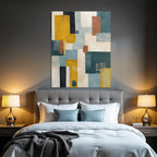 Abstrakte Geometrische Formen Farben Gelb Blau Braun