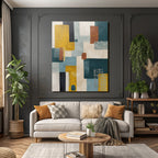 Abstrakte Geometrische Formen Farben Gelb Blau Braun