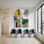 Abstrakte Geometrische Formen Farben Gelb Blau Braun