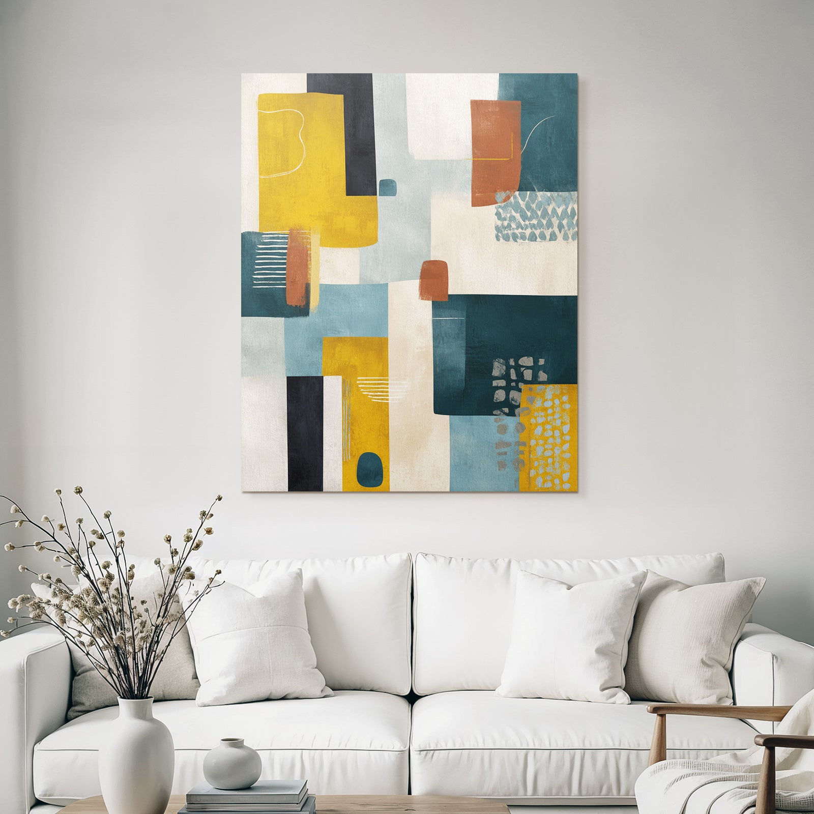 Abstrakte Geometrische Formen Farben Gelb Blau Braun