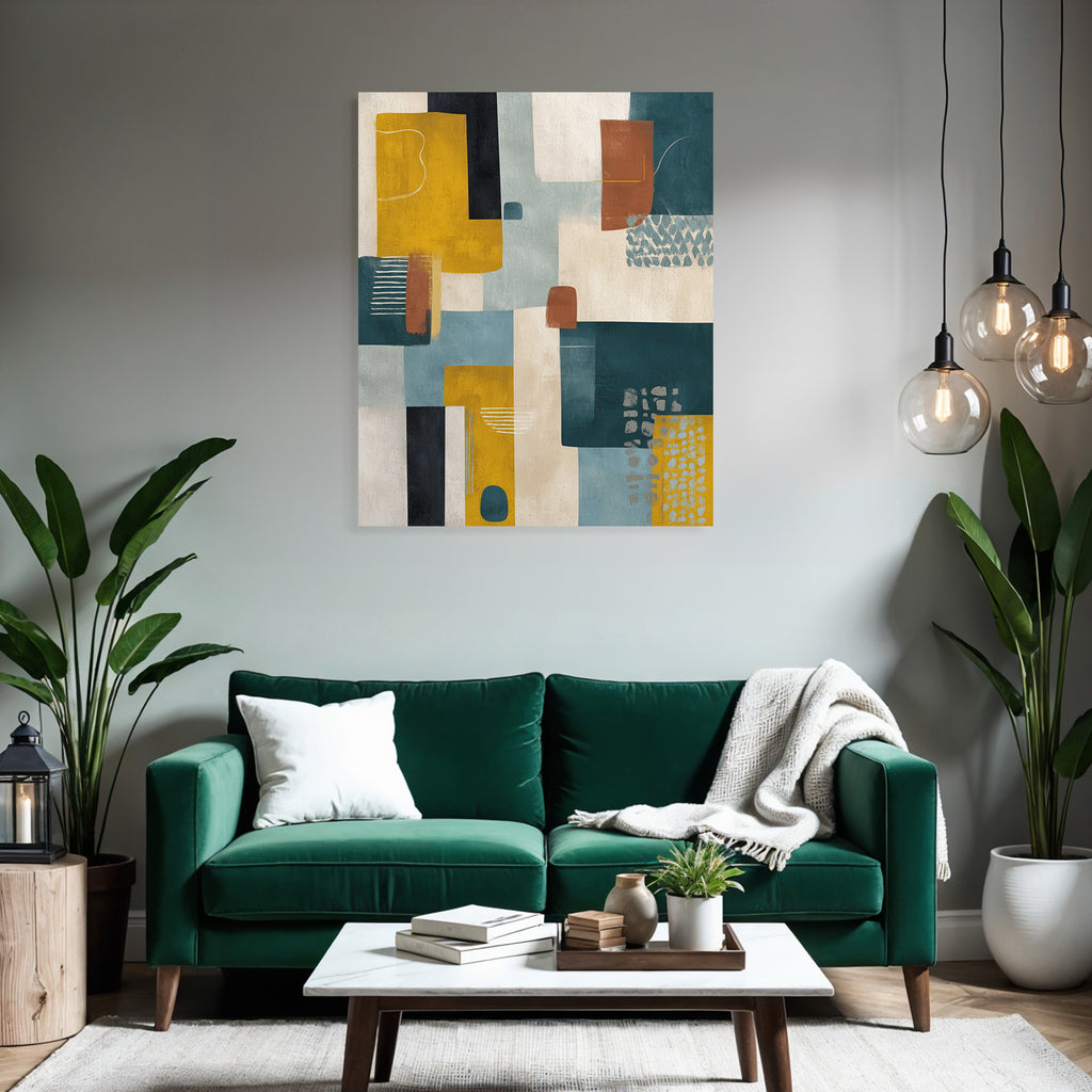 Abstrakte Geometrische Formen Farben Gelb Blau Braun