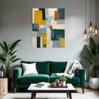 Abstrakte Geometrische Formen Farben Gelb Blau Braun