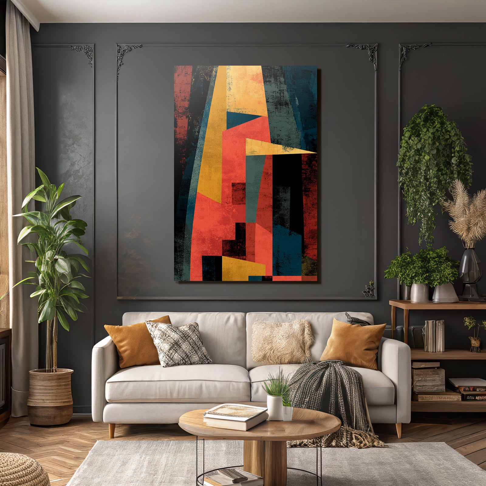 Abstrakte Geometrische Formen Und Farben Rot Gelb Blau Schwarz