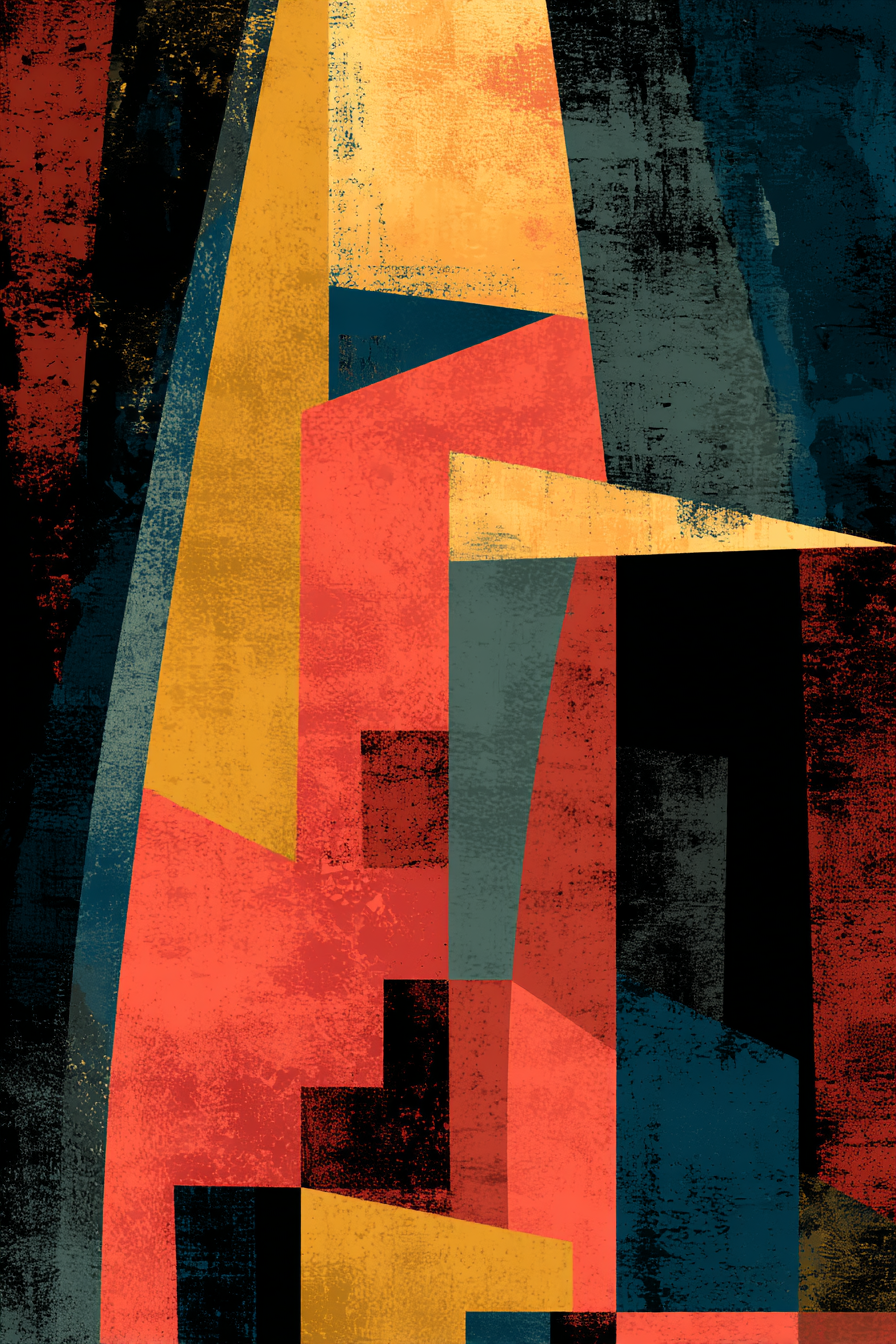 Abstrakte Geometrische Formen Und Farben Rot Gelb Blau Schwarz | Mid Century Modern | Einrichtungsstile