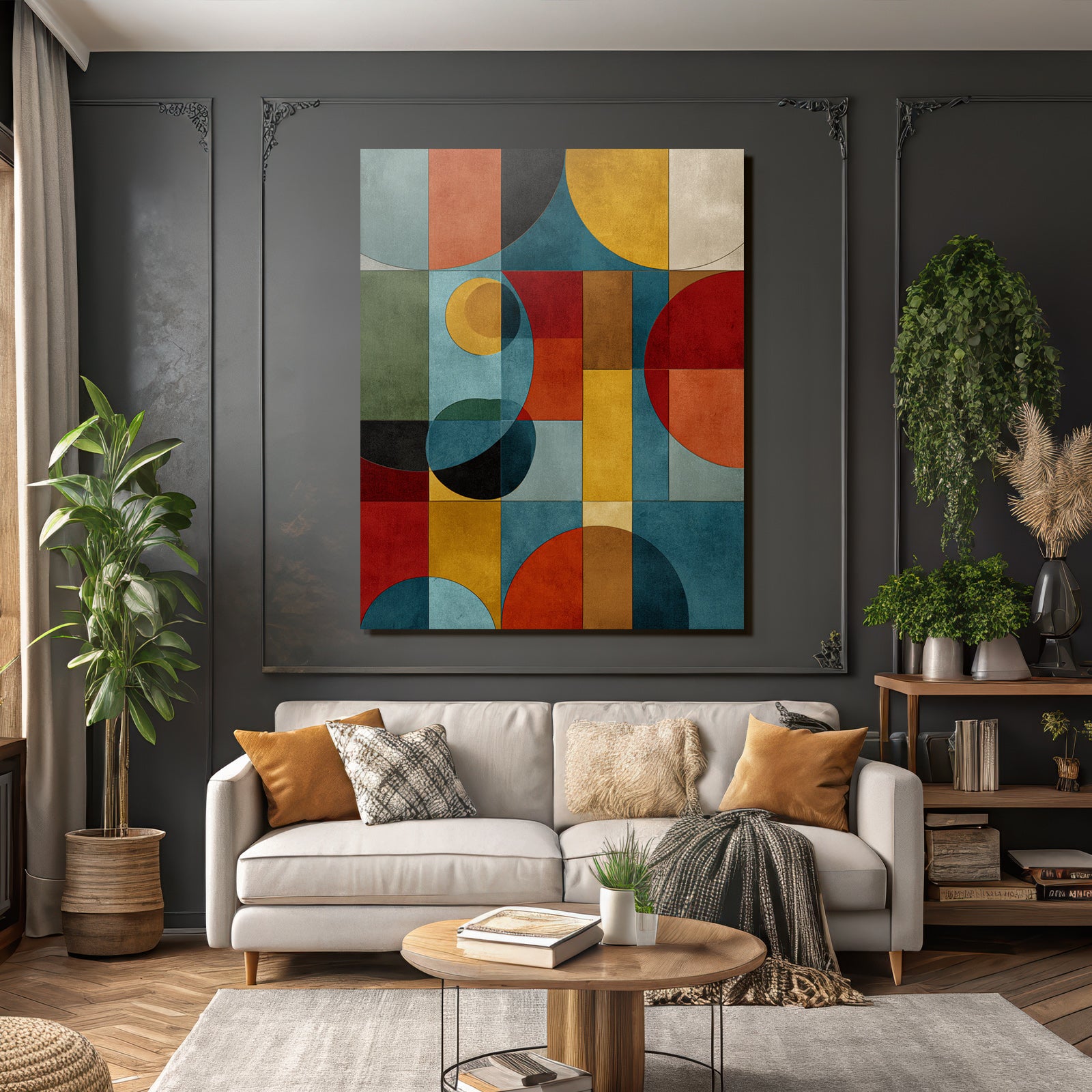 Abstrakte Geometrische Gestaltung Farbenformen Kreise Rechtecke