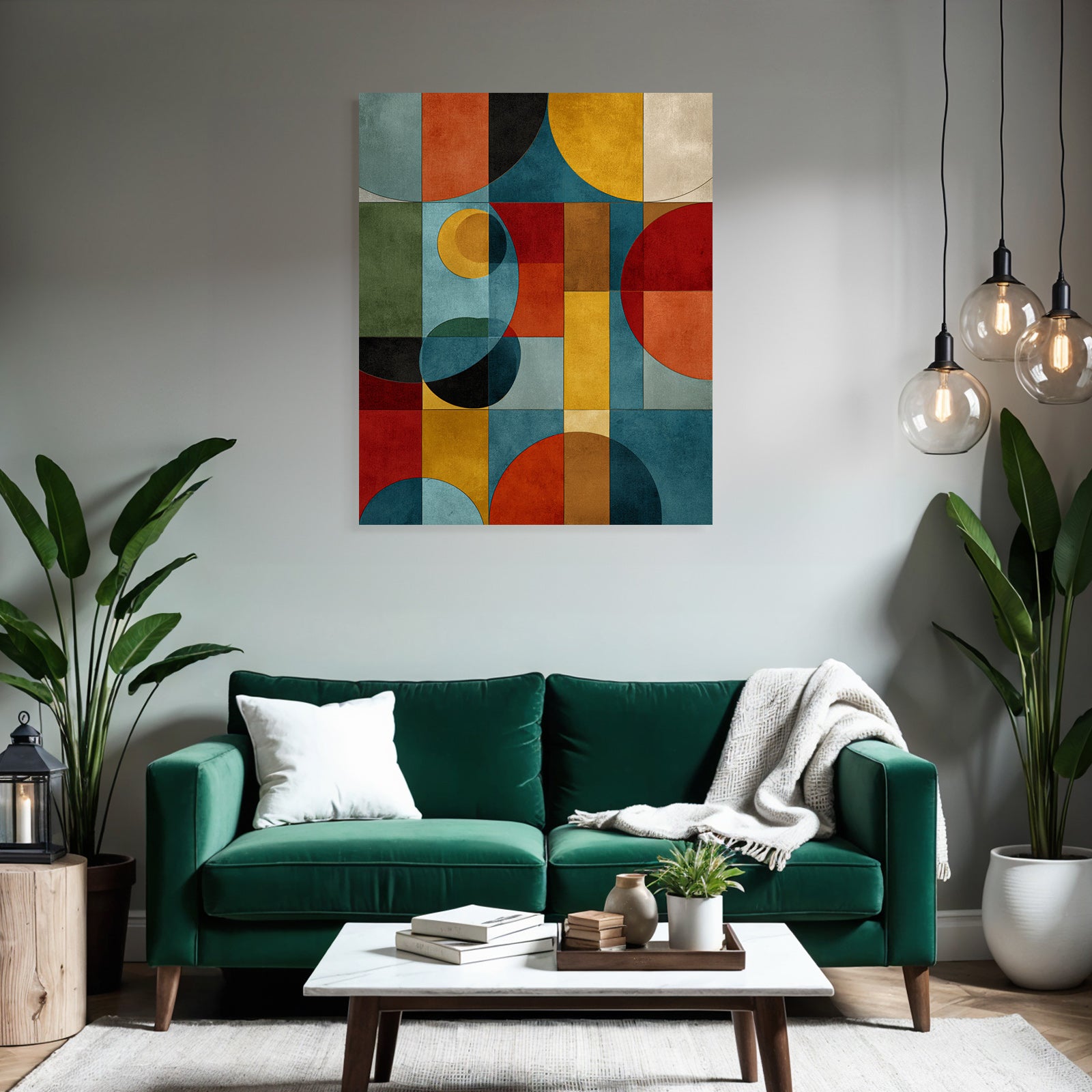 Abstrakte Geometrische Gestaltung Farbenformen Kreise Rechtecke