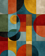 Abstrakte Geometrische Gestaltung Farbenformen Kreise Rechtecke | Mid Century Modern | Einrichtungsstile