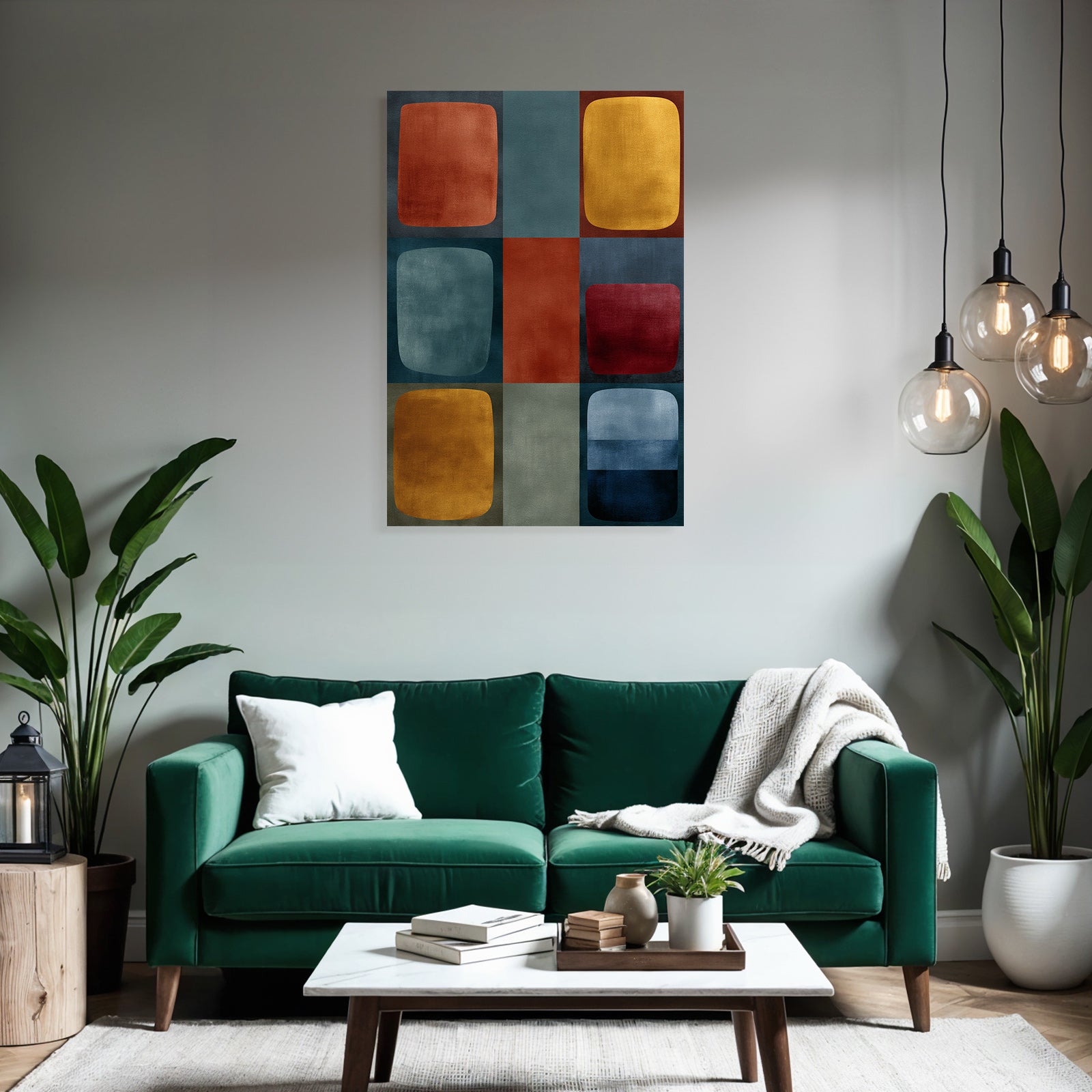 Abstrakte Geometrische Gestaltung Mit Farbigen Blokken Und Runden Formen