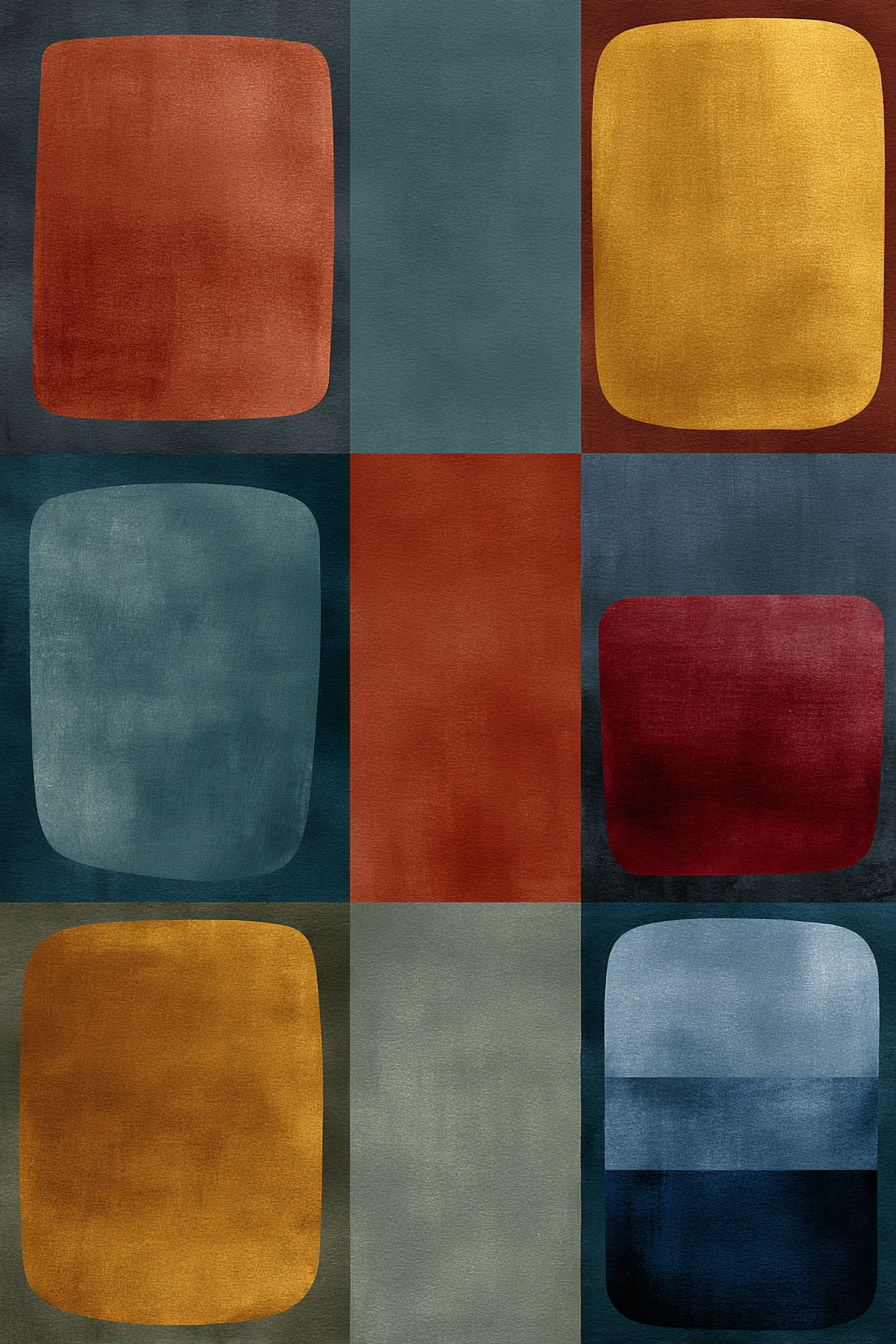 Abstrakte Geometrische Gestaltung Mit Farbigen Blokken Und Runden Formen | Mid Century Modern | Einrichtungsstile