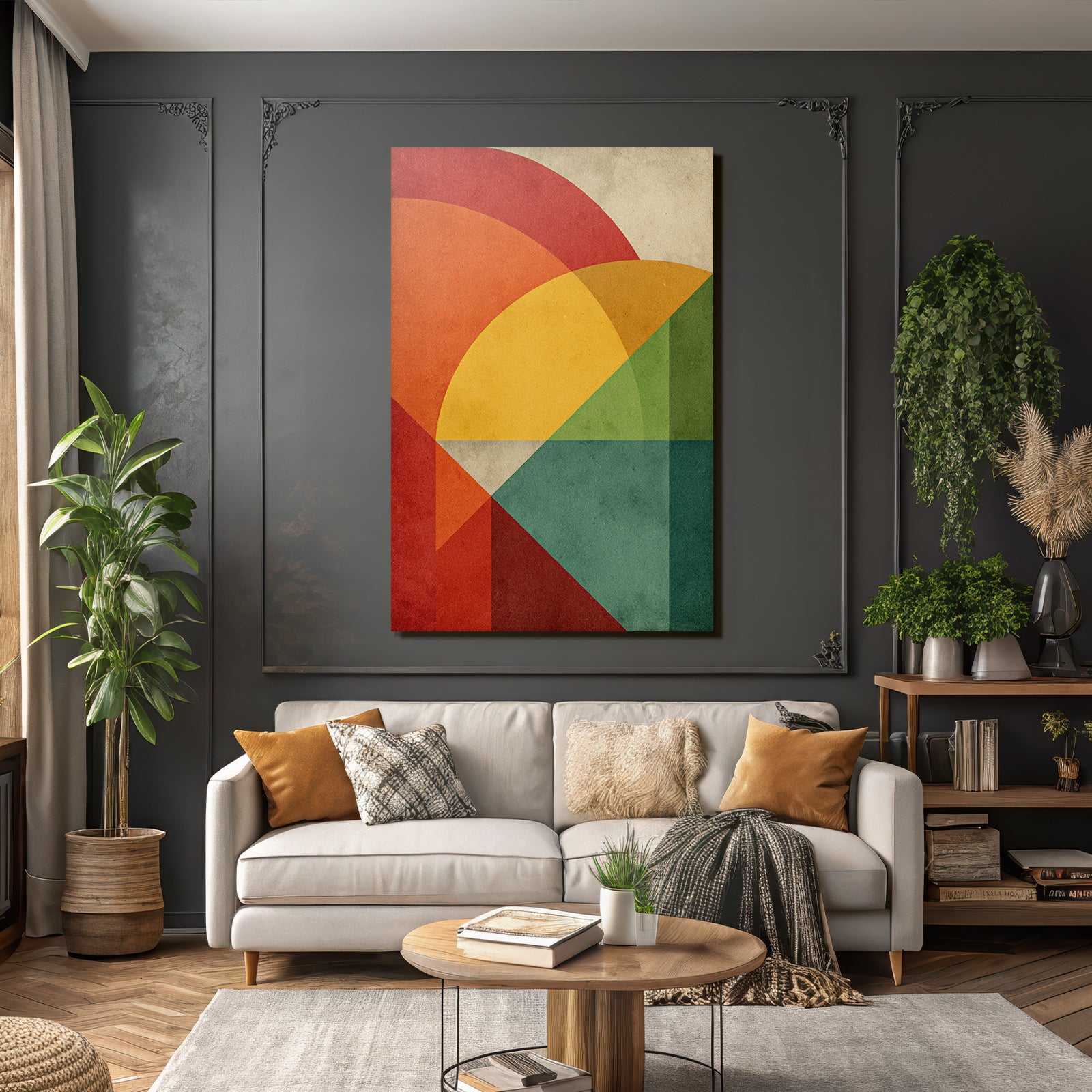 Abstract geometric design with different shapes and colors