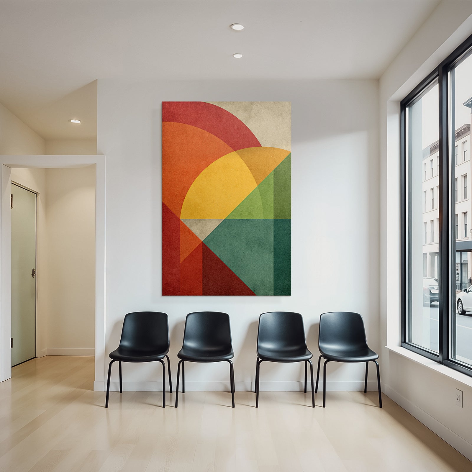 Abstract geometric design with different shapes and colors
