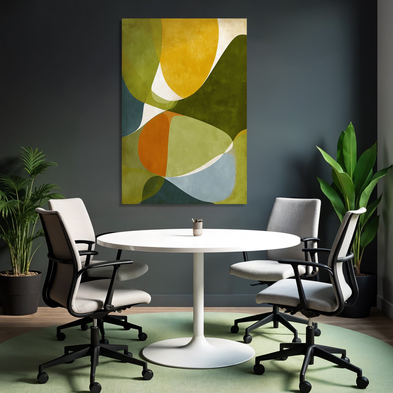 Abstrakte Grafik Formen Farben Fluessiges Design Gruen Gelb Orange Blau