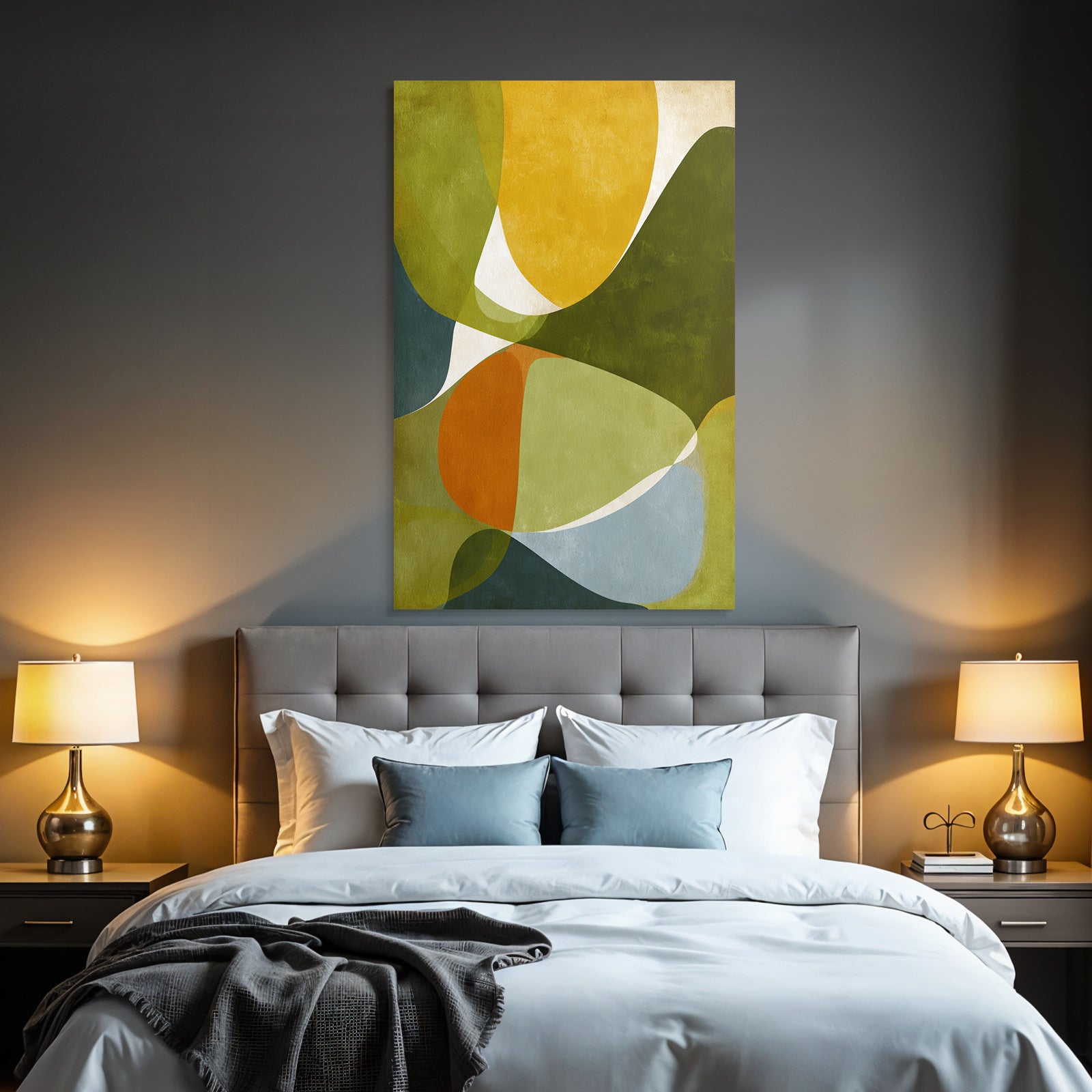 Abstrakte Grafik Formen Farben Fluessiges Design Gruen Gelb Orange Blau