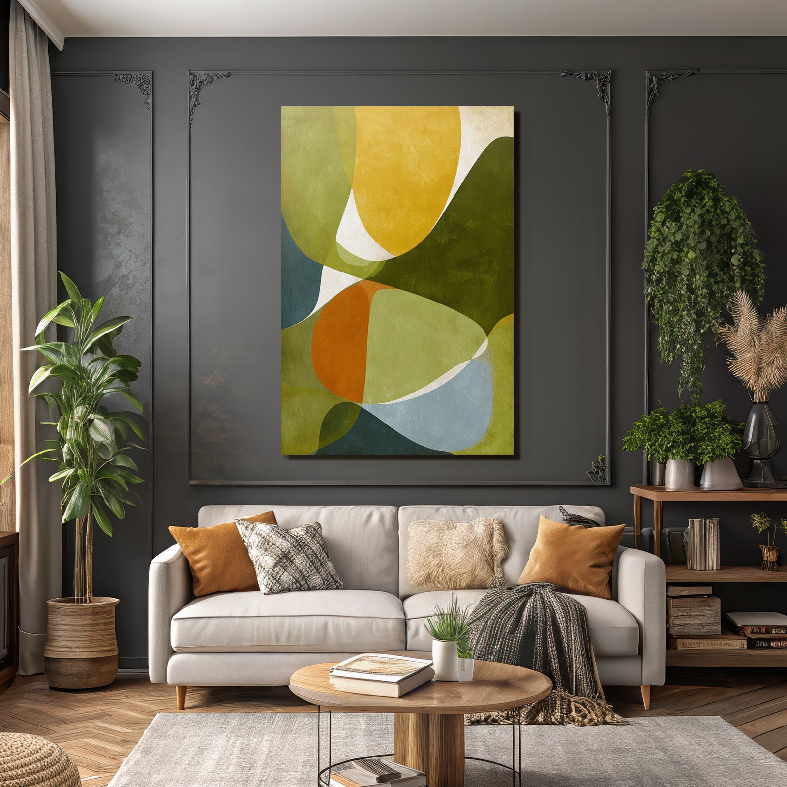 Abstrakte Grafik Formen Farben Fluessiges Design Gruen Gelb Orange Blau