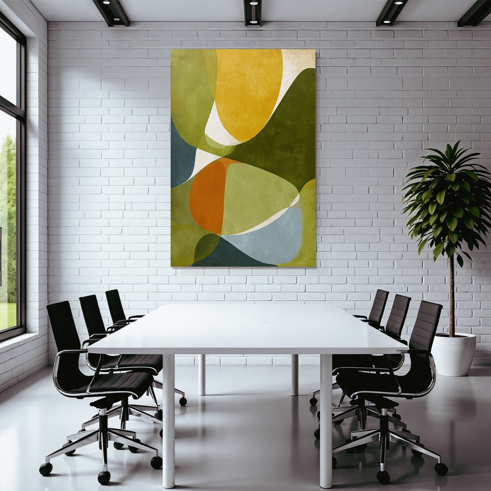 Abstrakte Grafik Formen Farben Fluessiges Design Gruen Gelb Orange Blau