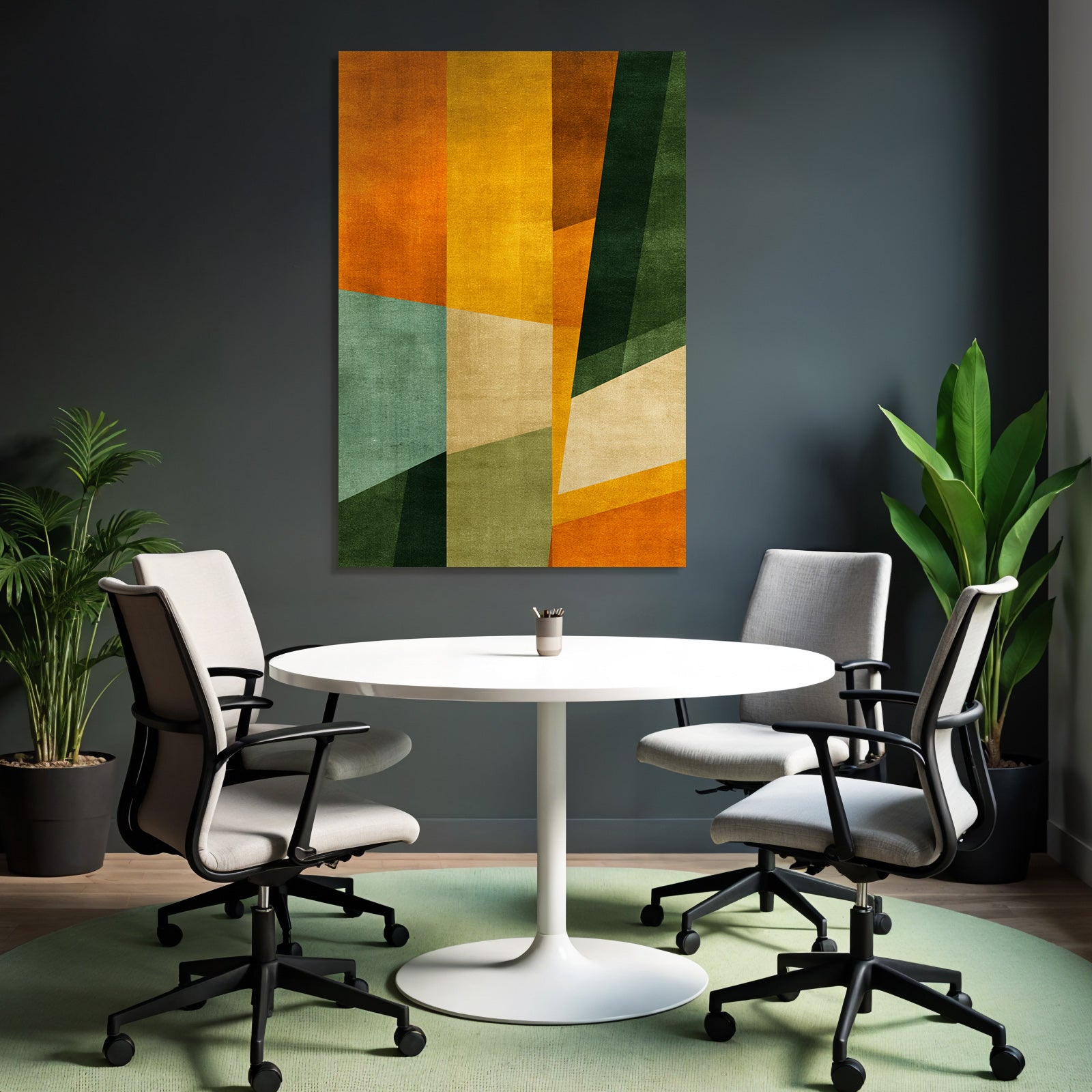 Abstract graphics Geometric shapes Warm and cool colors