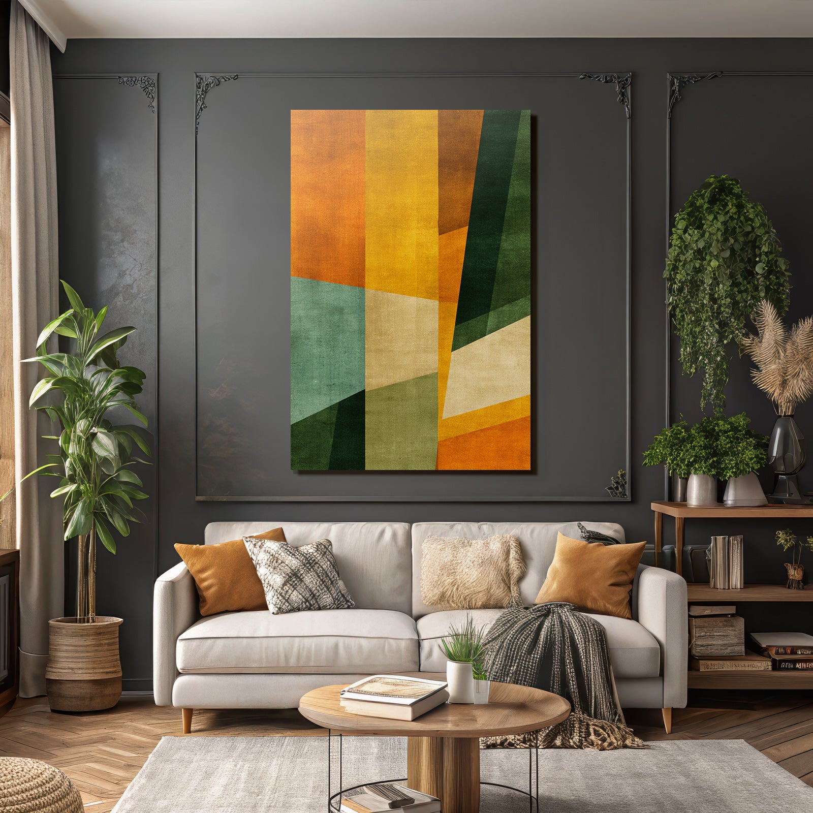 Abstract graphics Geometric shapes Warm and cool colors