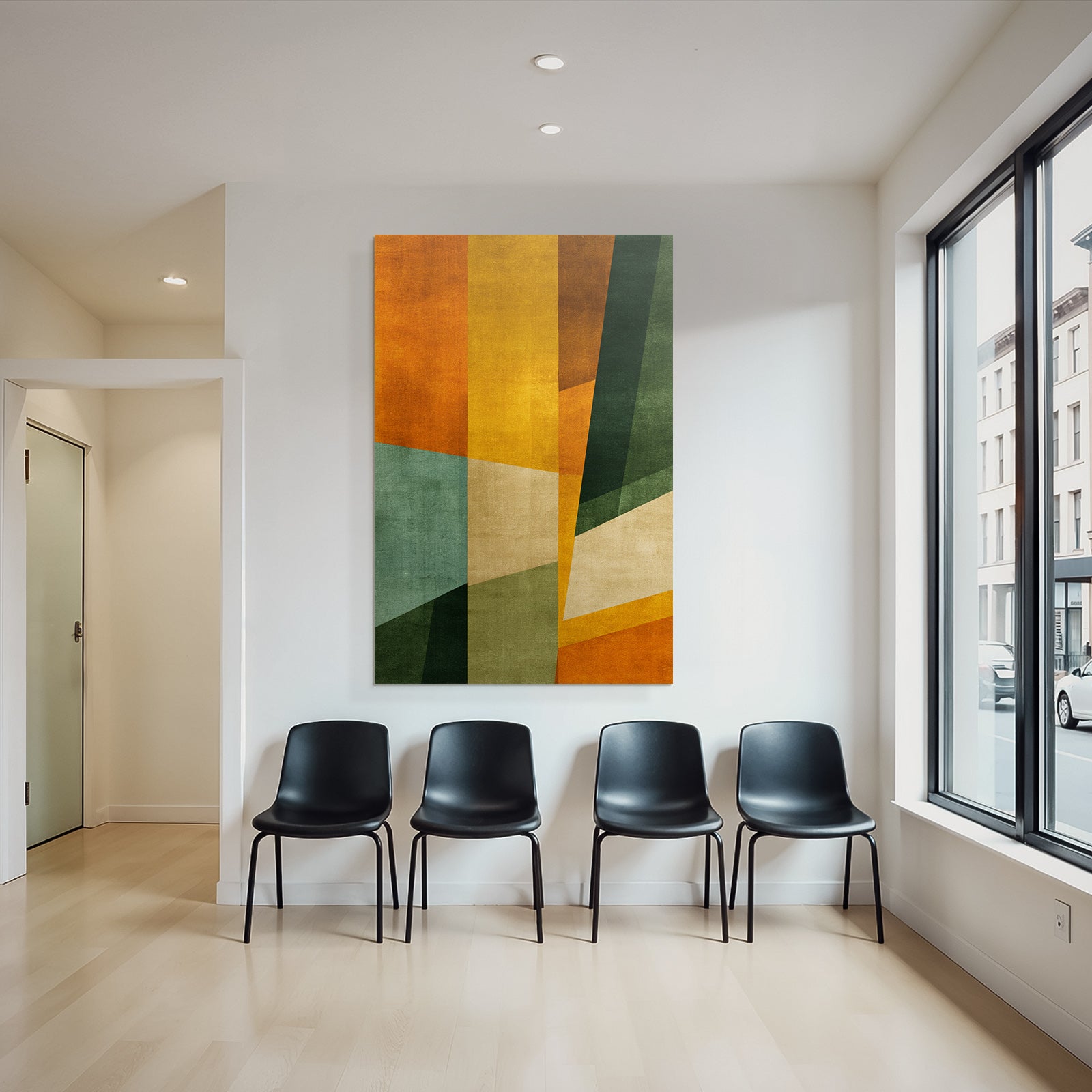 Abstract graphics Geometric shapes Warm and cool colors