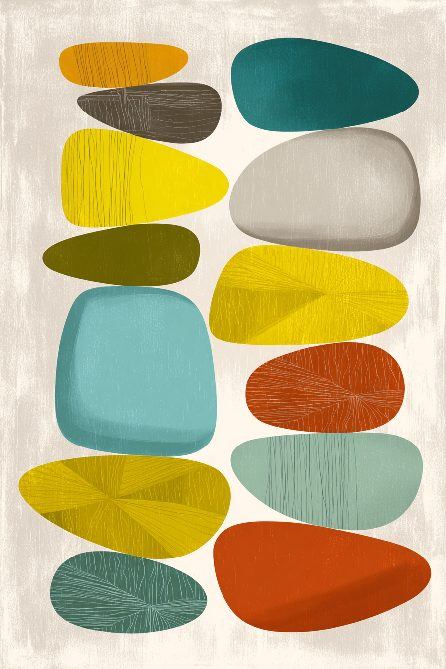 Abstrakte Illustration Bunte Kieselsteine Jpg | Mid Century Modern | Einrichtungsstile