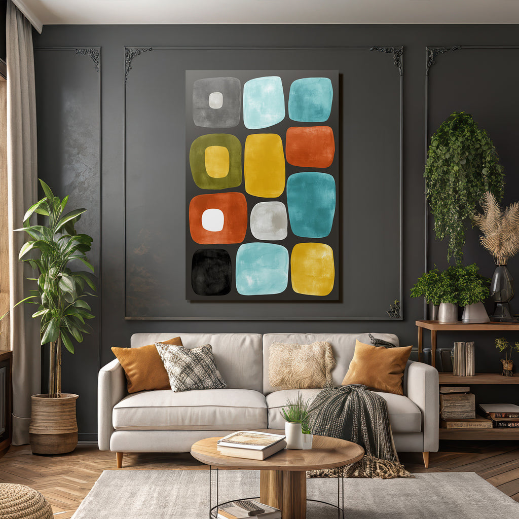 Abstrakte Illustration Farbige Formen Dunkler Hintergrund